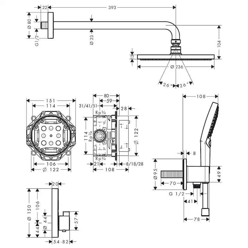 Takduschset Hansgrohe Raindance S 240 ShowerSelect S 1jet