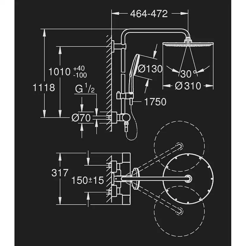 Takduschset Grohe Rainshower 310 Cosmopolitan