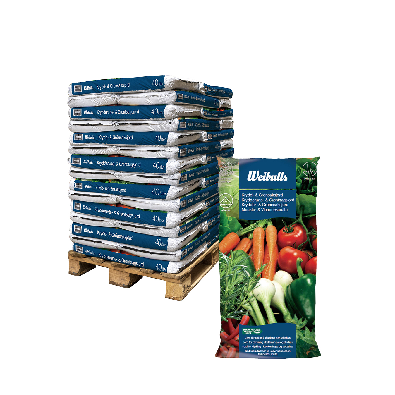 Planteringsjord Weibulls Krydd & Grönsaksjord KRAV på Pall 1800 L