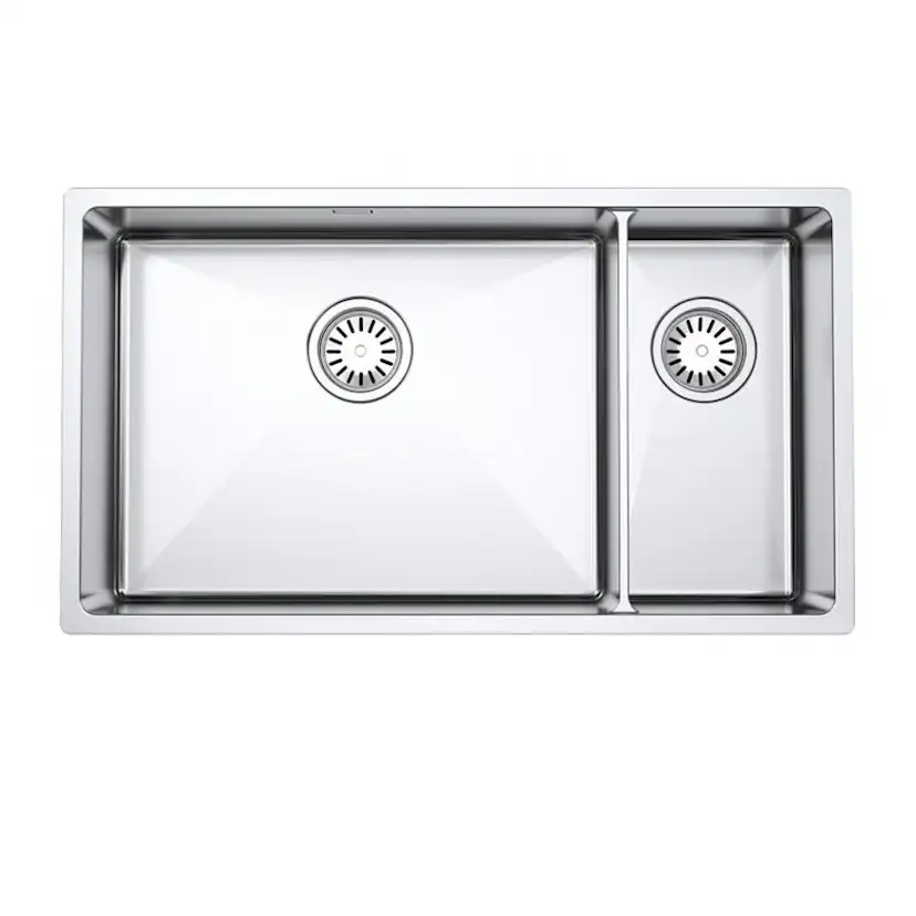 Diskho DecoSteel DI-ART 5320 Rostfri Dubbel med Korgventil & Vattenlås