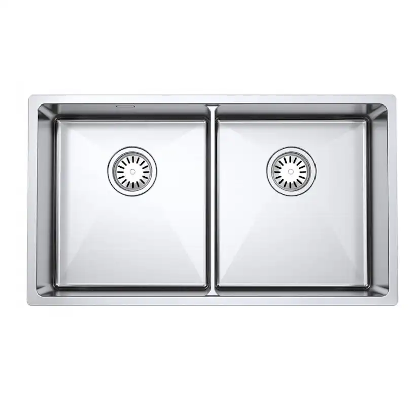 Diskho DecoSteel DI-ART 3636 Rostfri Dubbel med Korgventil & Vattenlås