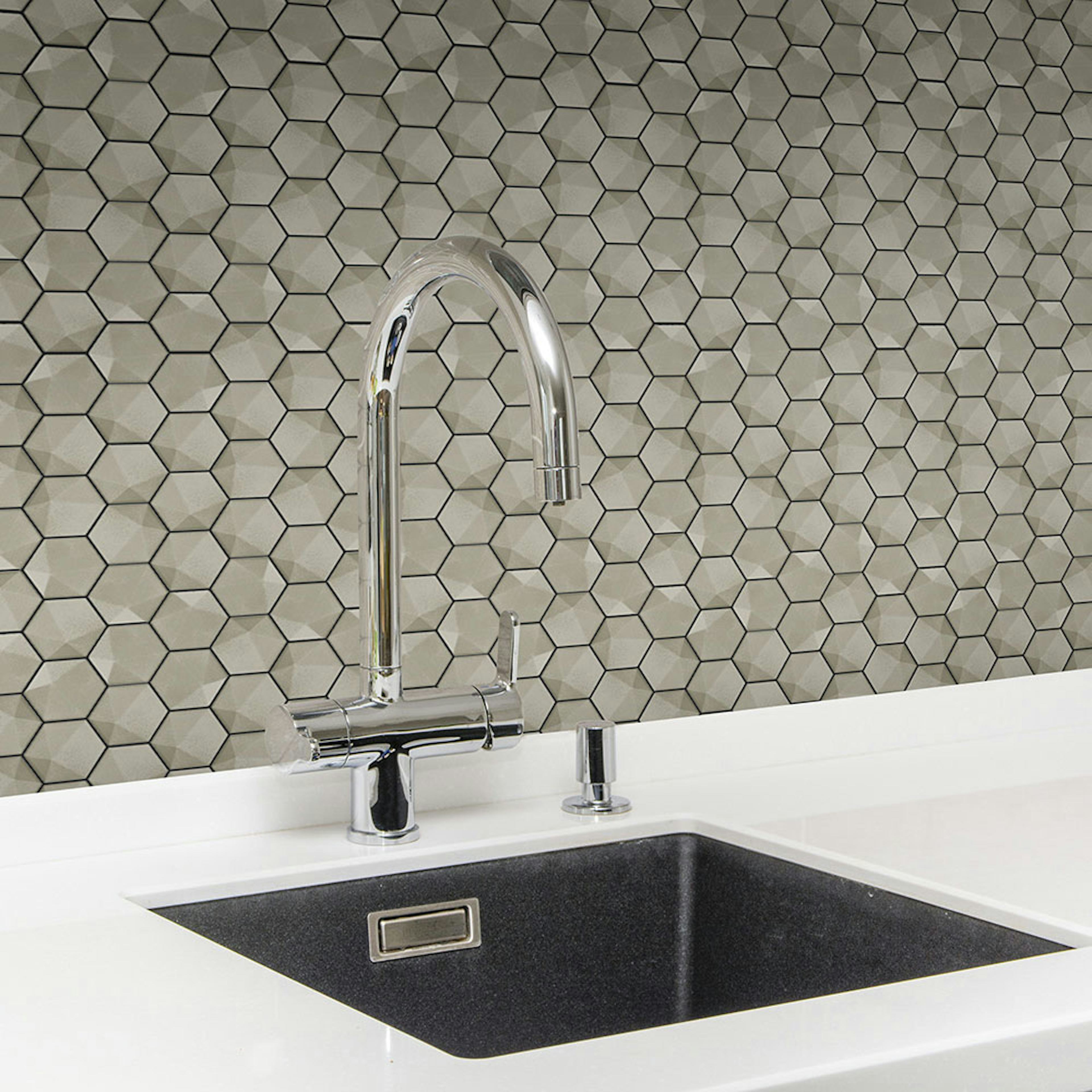 Kakel Natucer Ceramica Natural Hex Grå 3D 6x7 cm