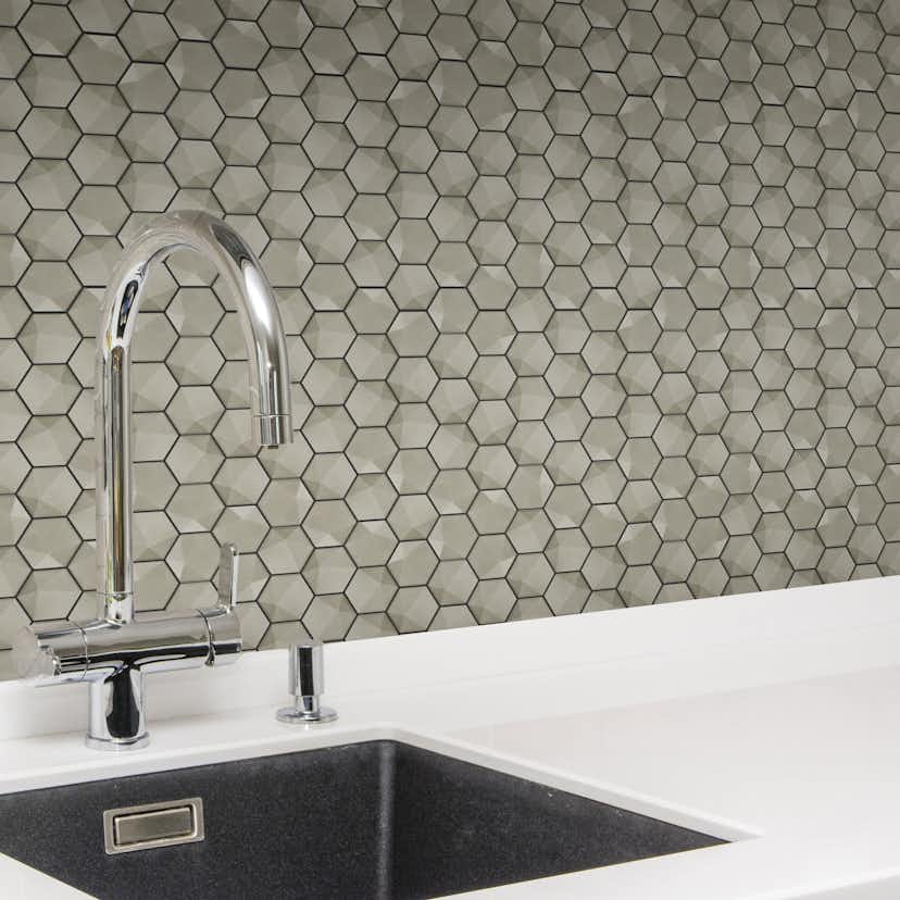 Kakel Natucer Ceramica Natural Hex Grå 3D 6x7 cm