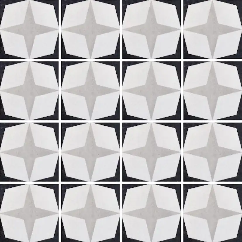 Klinker Fioranese Cementine Svart & Vit nr 1 20x20 cm