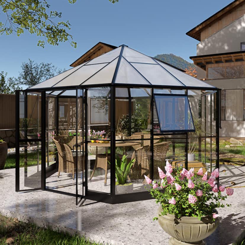 Växthus Lyfco Gazebo 12,7 m² Premium 4 mm Säkerhetsglas