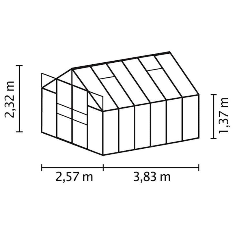 Växthus Vitavia Mars 9900 Svart 3mm Delat Glas Med Sockel