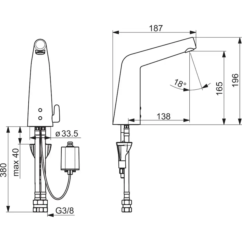 Tvättställsblandare Oras Inspera 3016F Beröringsfri