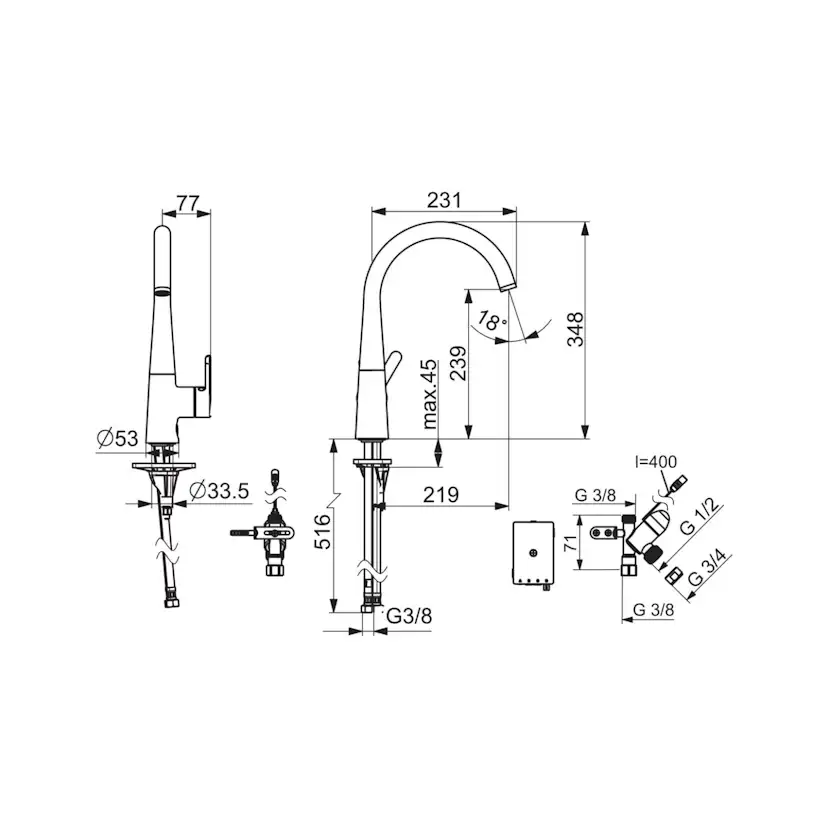 Köksblandare Oras Inspera Hög Pip