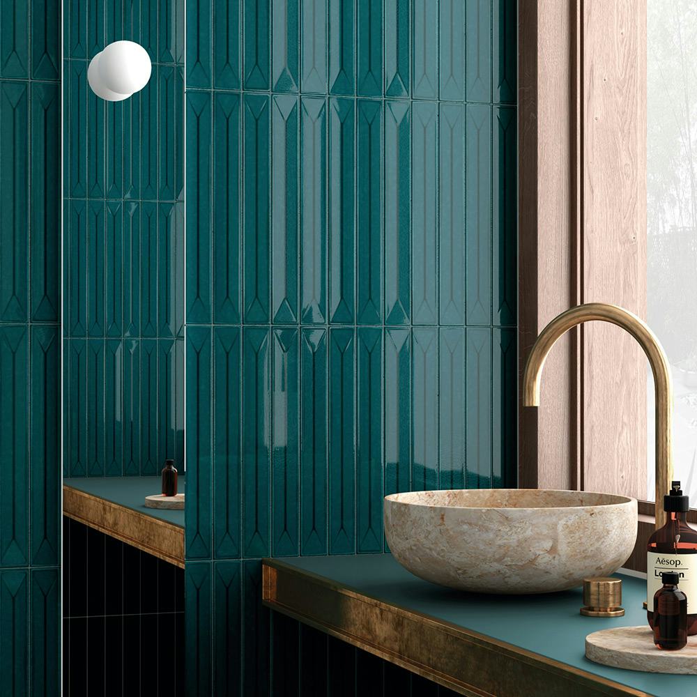 Klinker Lhådös Vitral Dekor Petrol 5x40 cm