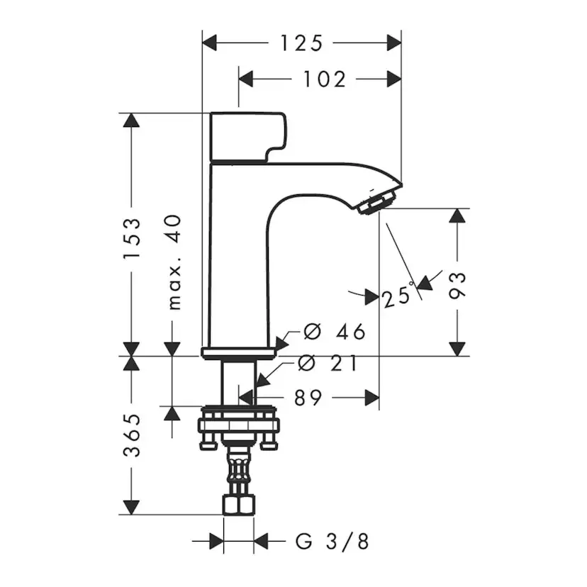 Tappkran Hansgrohe Metris 100 för Kallvattenanslutning