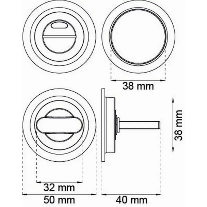 WC-beslag Habo för skjutdörr Ø40 mm
