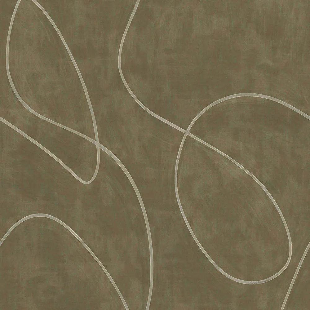 Fototapet Eijffinger Artifact väggbild Painted Lines Olive 312486