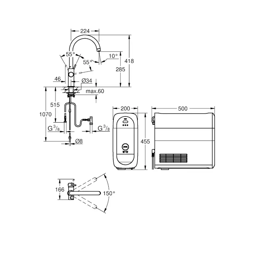 Köksblandare Grohe Blue Home C-pip Starter Kit Bluetooth
