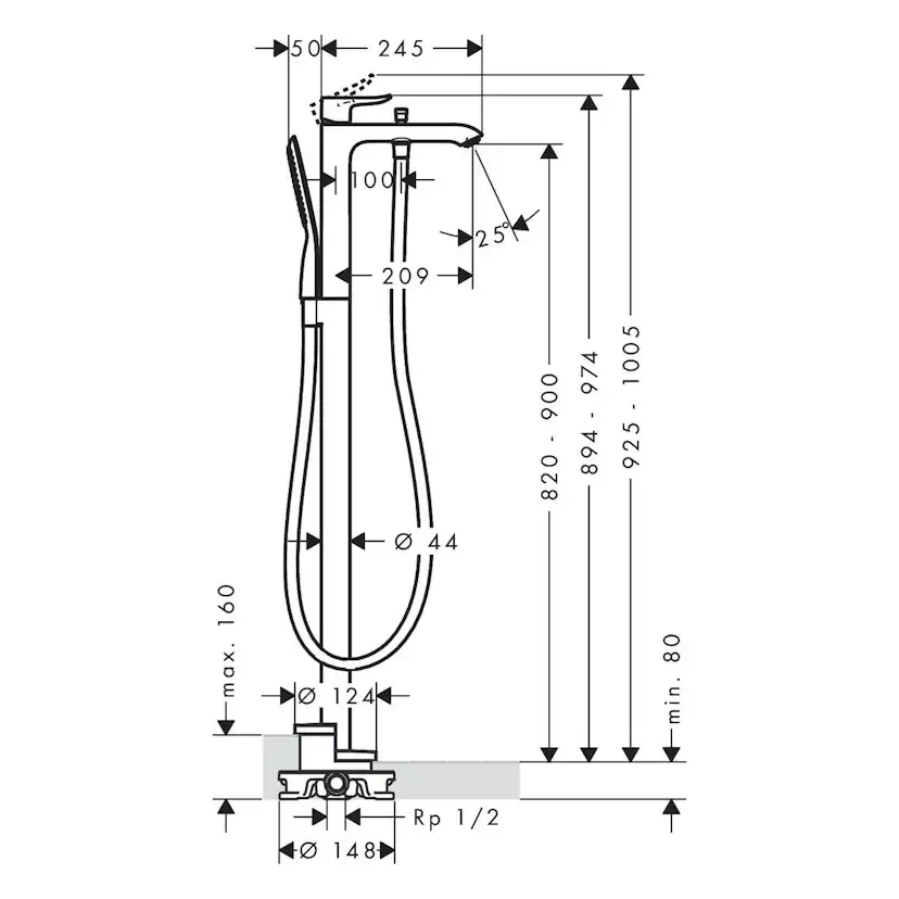 Golvblandare Hansgrohe Metris
