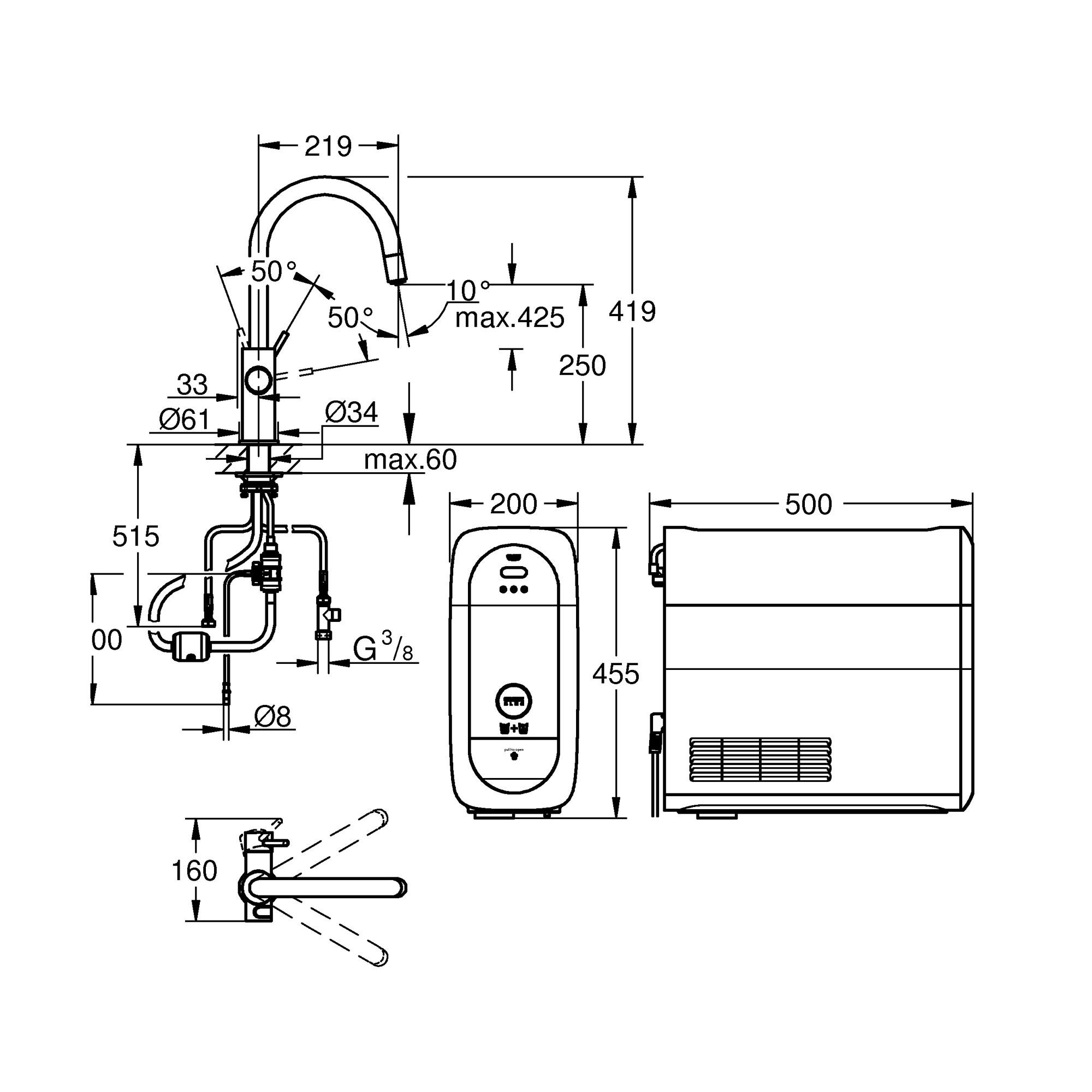 Köksblandare Grohe Blue Home med utdragbar C-pip Starter Kit Bluetooth