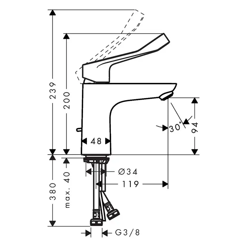 Tvättställsblandare Hansgrohe Focus 100 Care