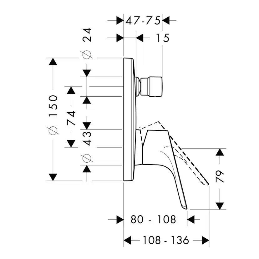 Badkarsblandare Hansgrohe Focus för Inbyggnad
