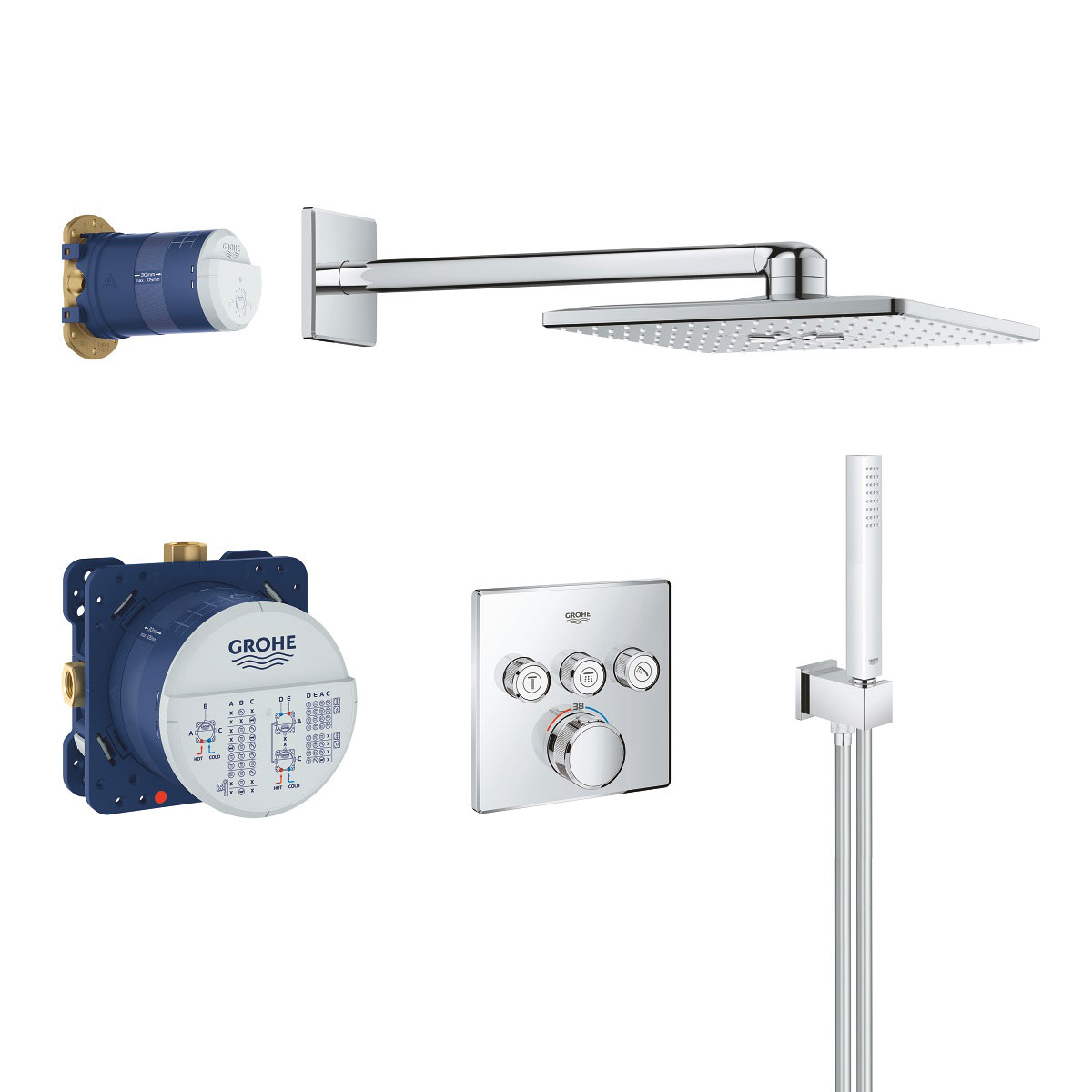 Takduschset Grohe Grohtherm SmartControl 34706 med Rainshower 310 SmartActive Cube