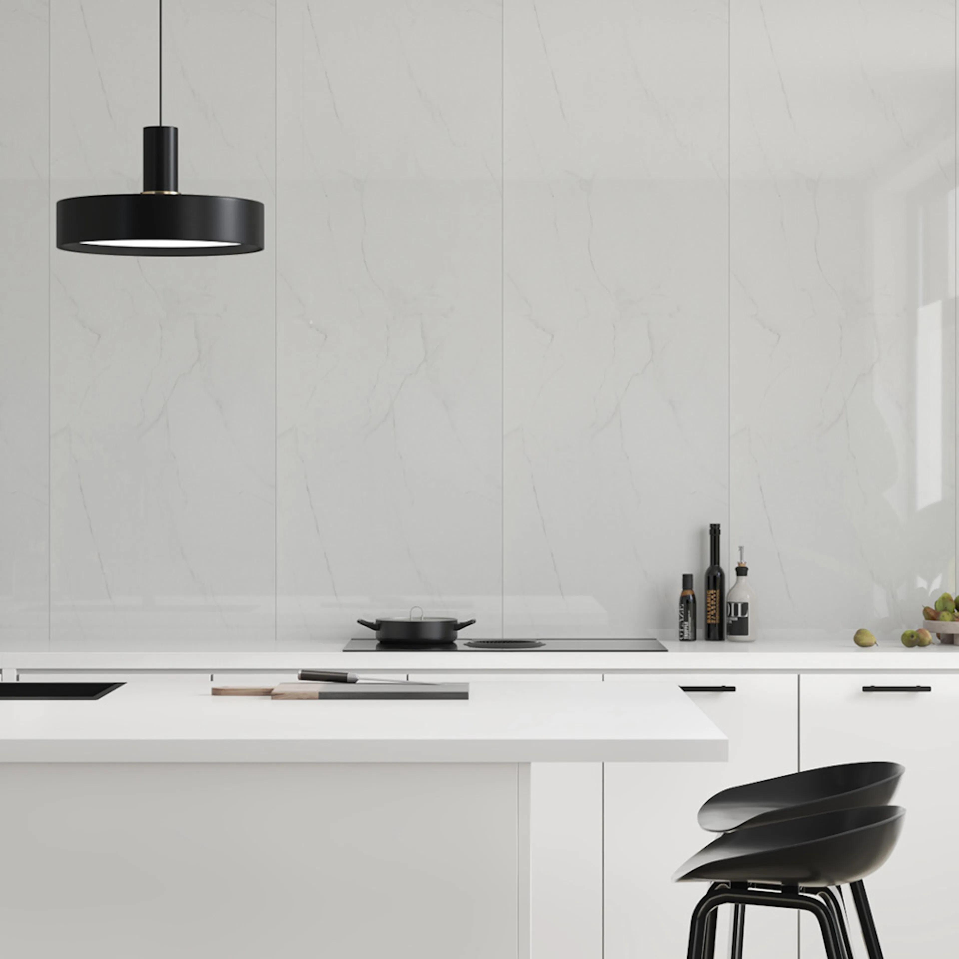 Stänkskyddsskiva Fibo 3487-M10 HG Bright Marble 10x620x2400 mm
