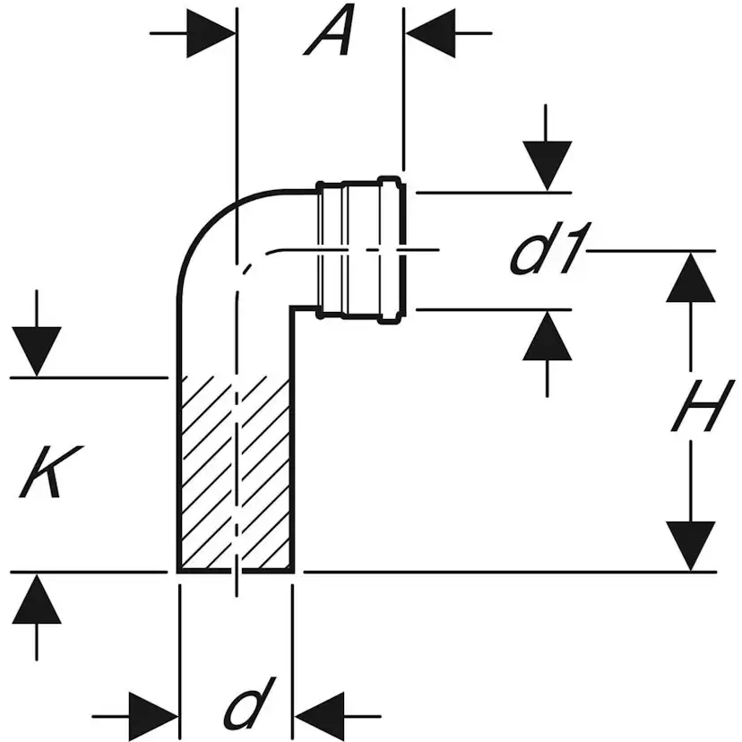 Anslutningsböj Geberit PE 90° för vägghängd WC