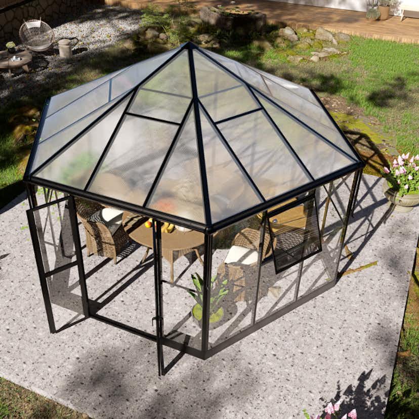 Växthus Lyfco Gazebo 12,7 m² Premium 4 mm Säkerhetsglas