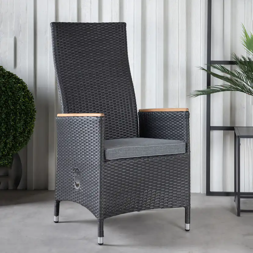 Positionsfåtölj Venture Home Padova Svart/Teak