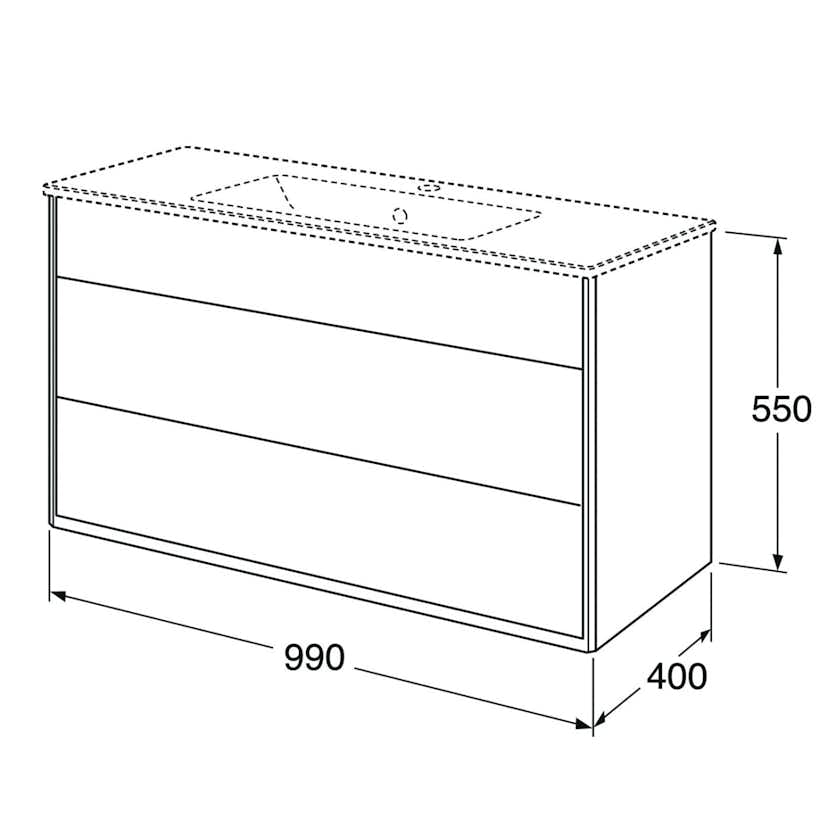 Tvättställsskåp Gustavsberg Graphic Kommod 100 cm utan Tvättställ