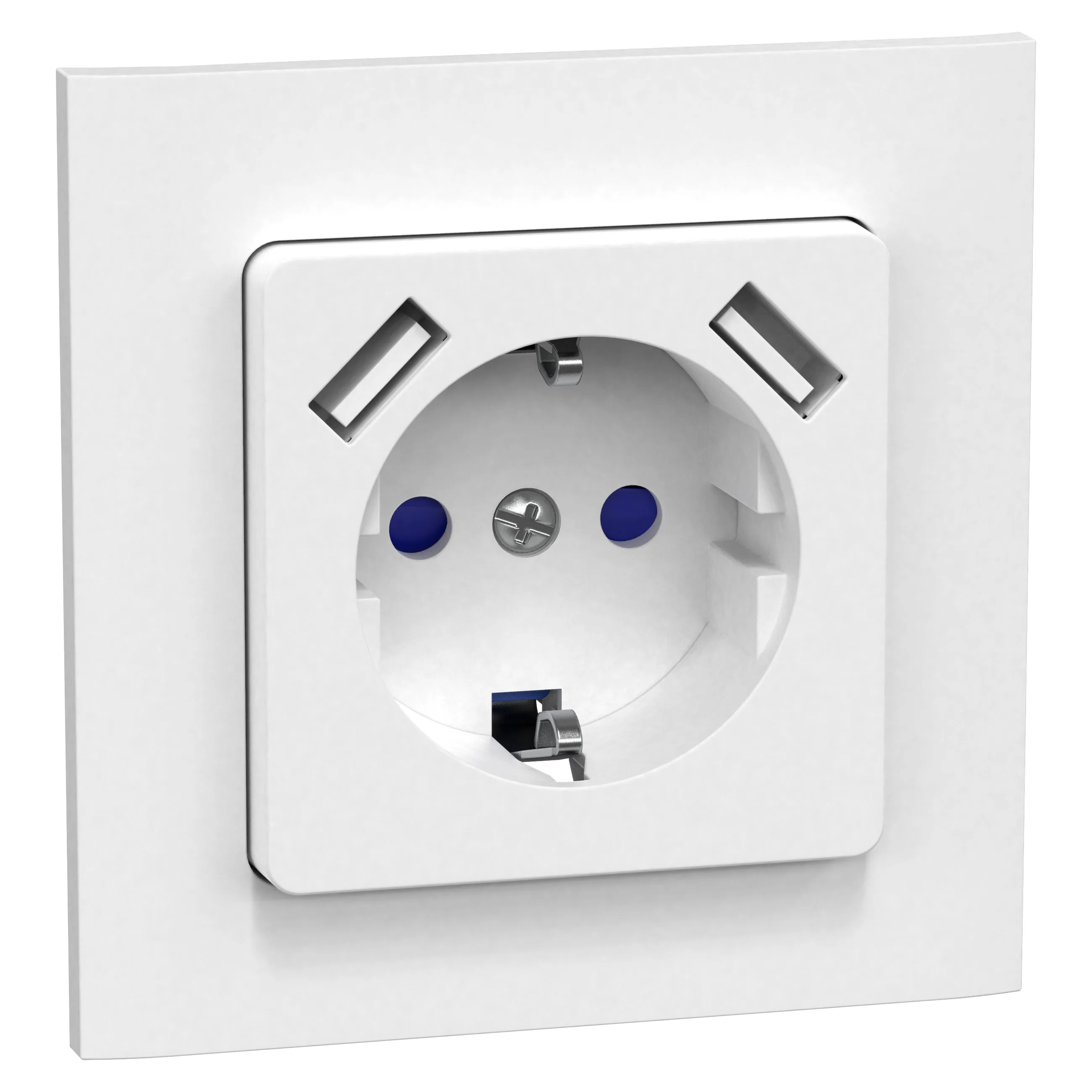 Vägguttag Gelia 1-vägs + 2USB Infälld Jordat