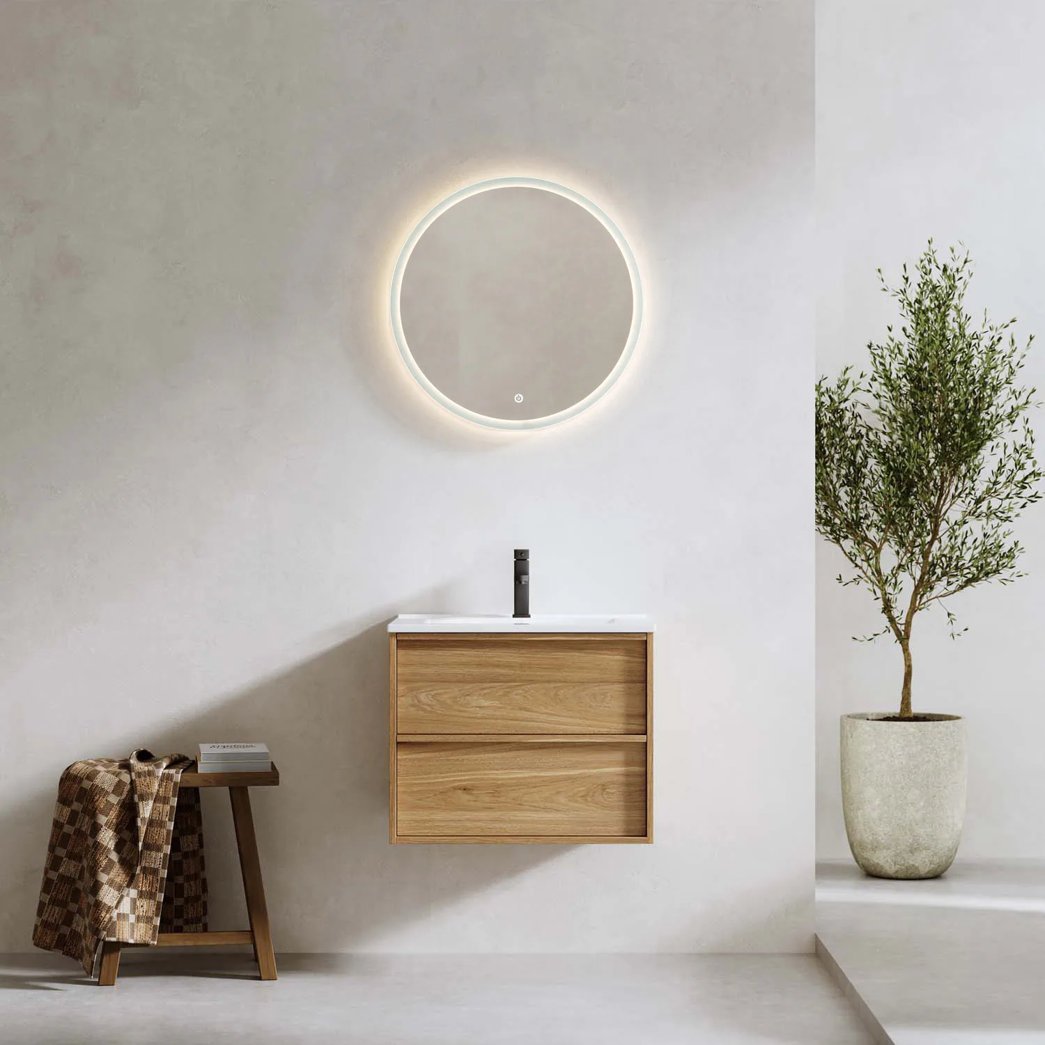 Tvättställsskåp Bathlife Charm med Tvättställ och Spegel Skina