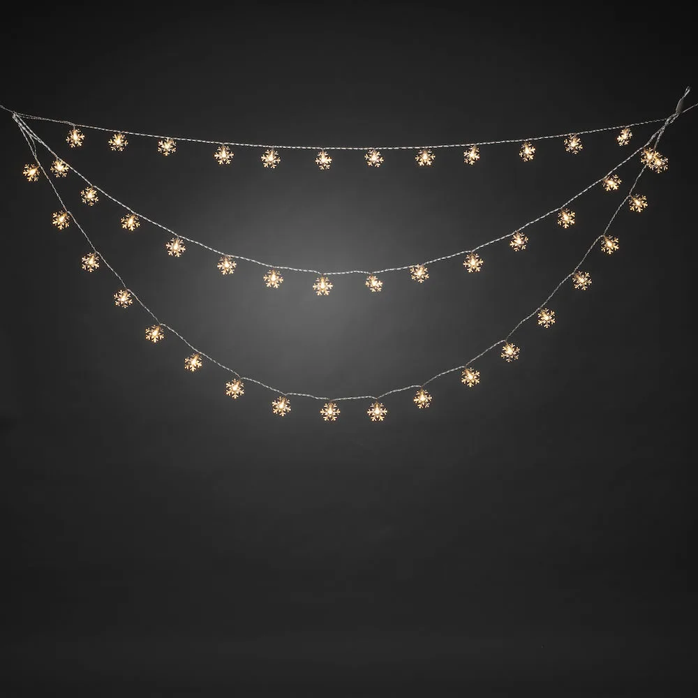 Gardinslinga Gnosjö Konstsmide Snöflingor LED