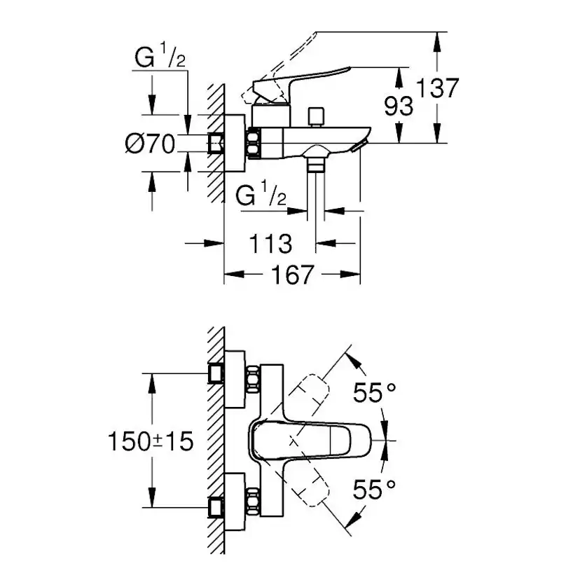 Badkarsblandare Grohe Dice