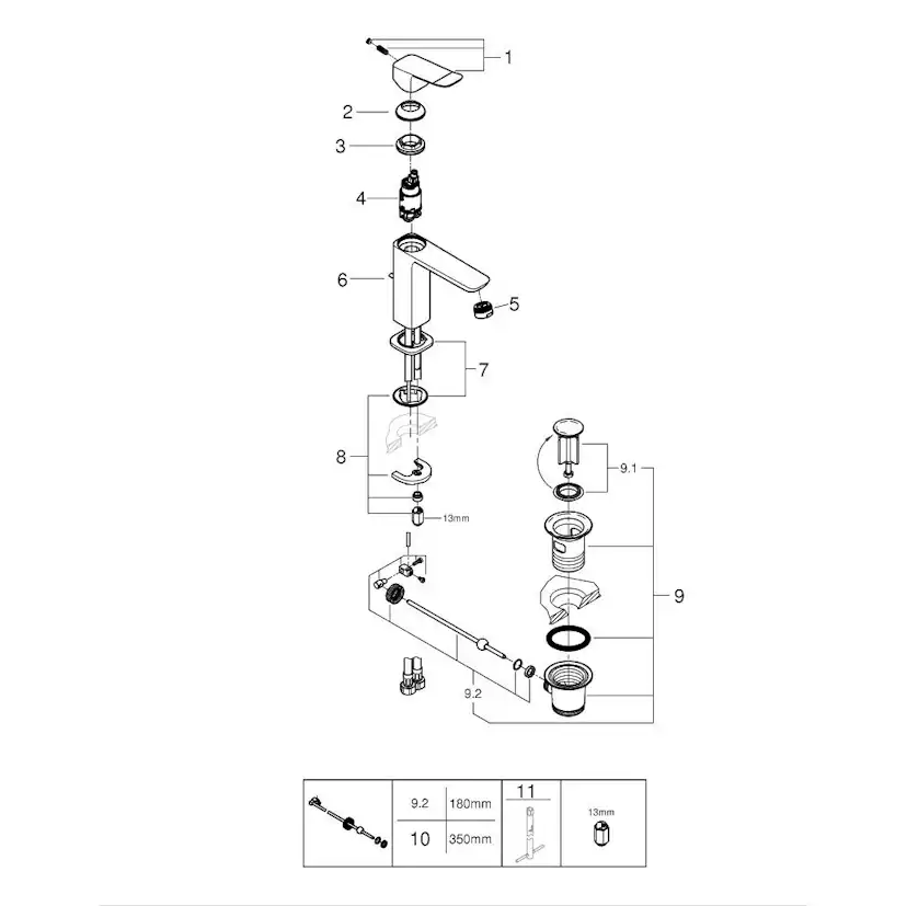 Tvättställsblandare Grohe Dice M med Lyftventil