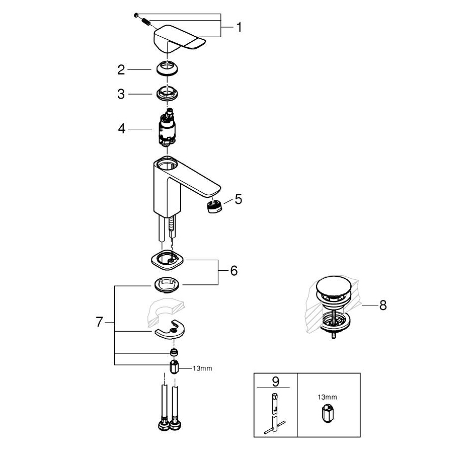 Tvättställsblandare Grohe Dice S med Bottenventil
