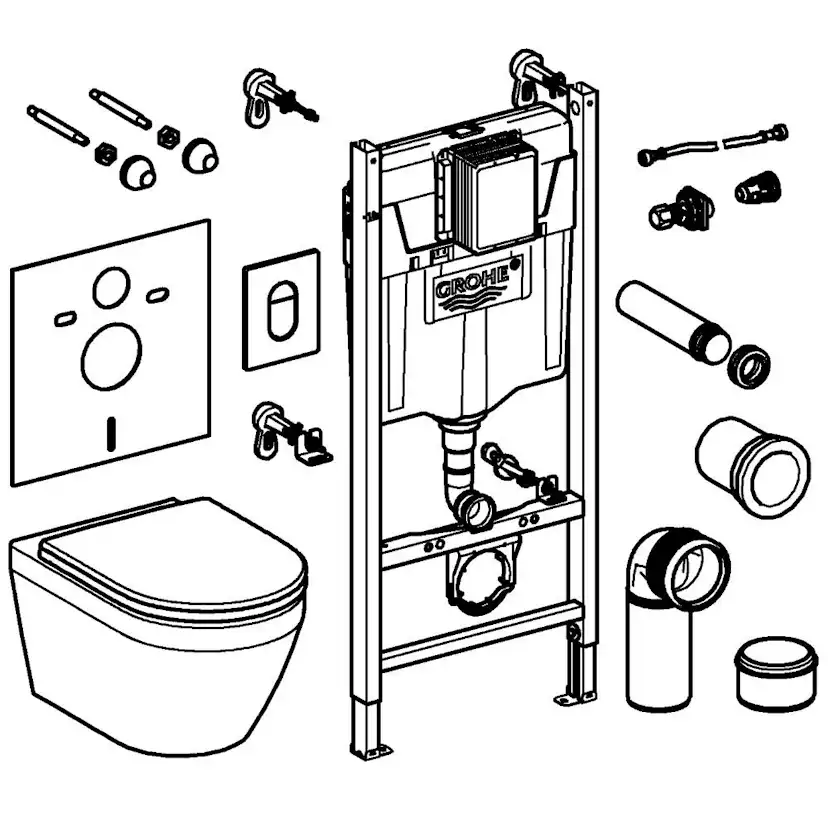 Vägghängd Toalettstol Grohe Solido Euro 5-i-1 Komplett