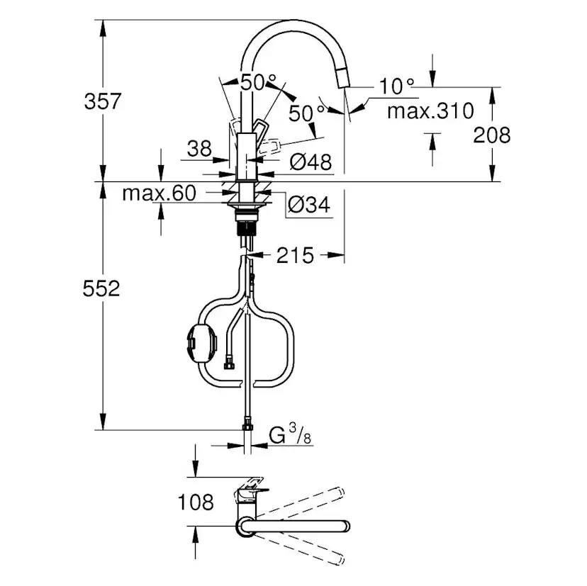 Köksblandare Grohe Start Loop med Utdragbar Pip