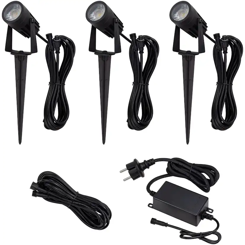 Spotlight Gelia Trädgårdsbelysning 3-Pack Set Inkl Trafo. 5M Kabel Djurö