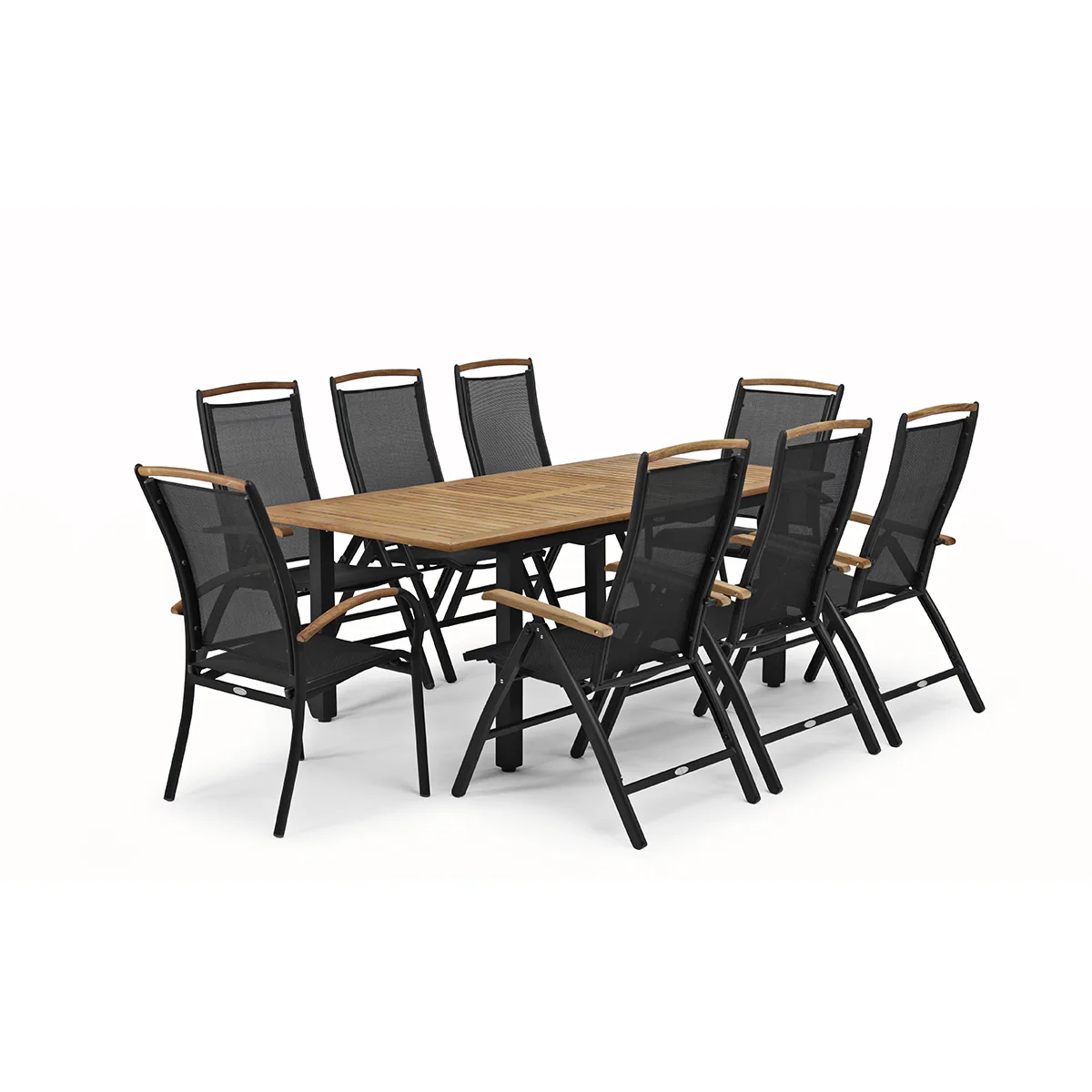 Trädgårdsmatgrupp Hillerstorp Nydala 96x150-200 cm med 6st Positionsstolar & 2st Stapelstolar