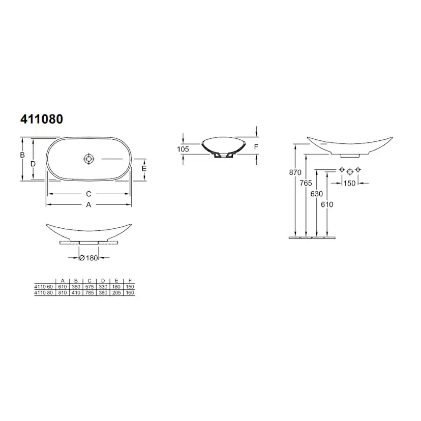 Fristående Tvättställ Villeroy & Boch My Nature Ovalt