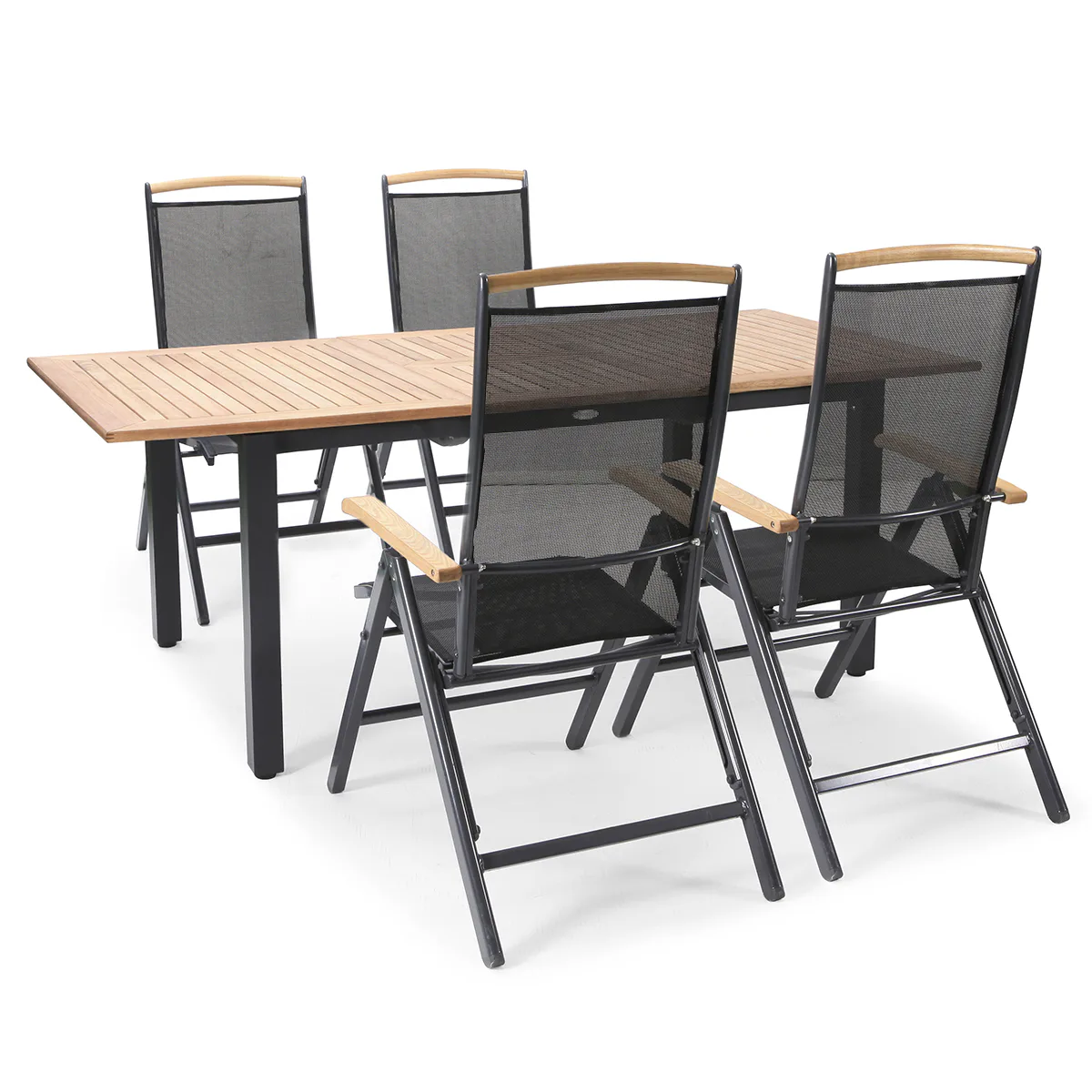 Trädgårdsmatgrupp Hillerstorp Nydala 96x150-200 cm med 4st Positionsstolar