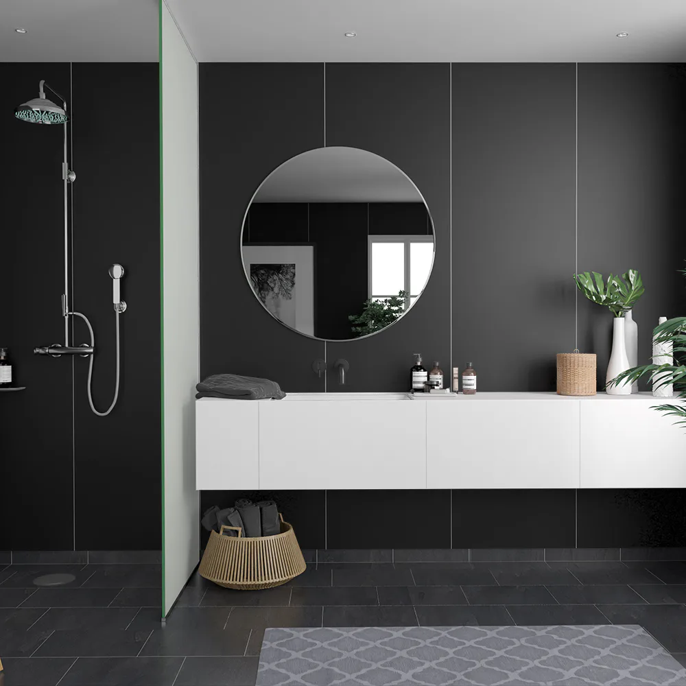 Våtrumsskiva Fibo Black 2024-M10 S