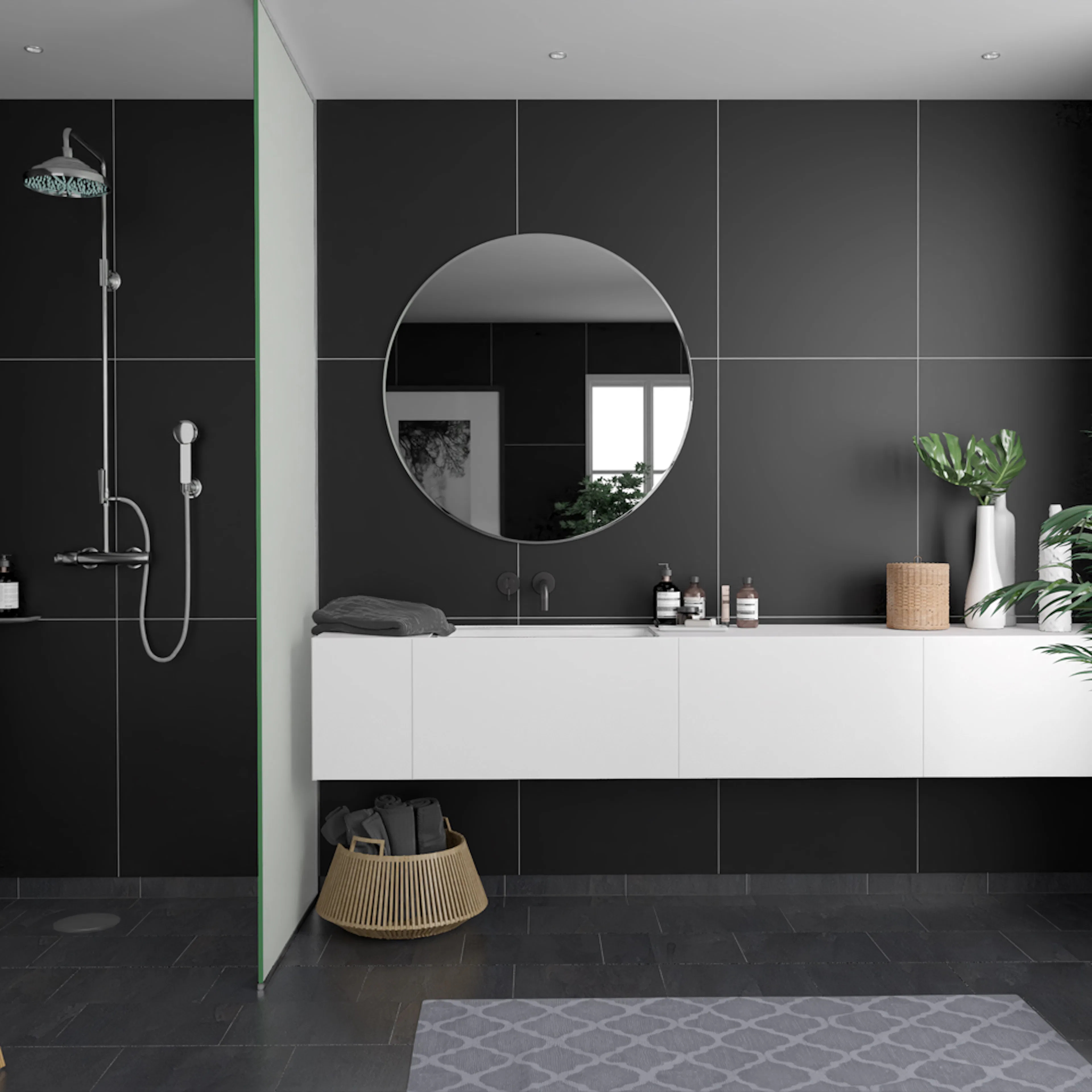 Våtrumsskiva Fibo Black 2024-M6080 S