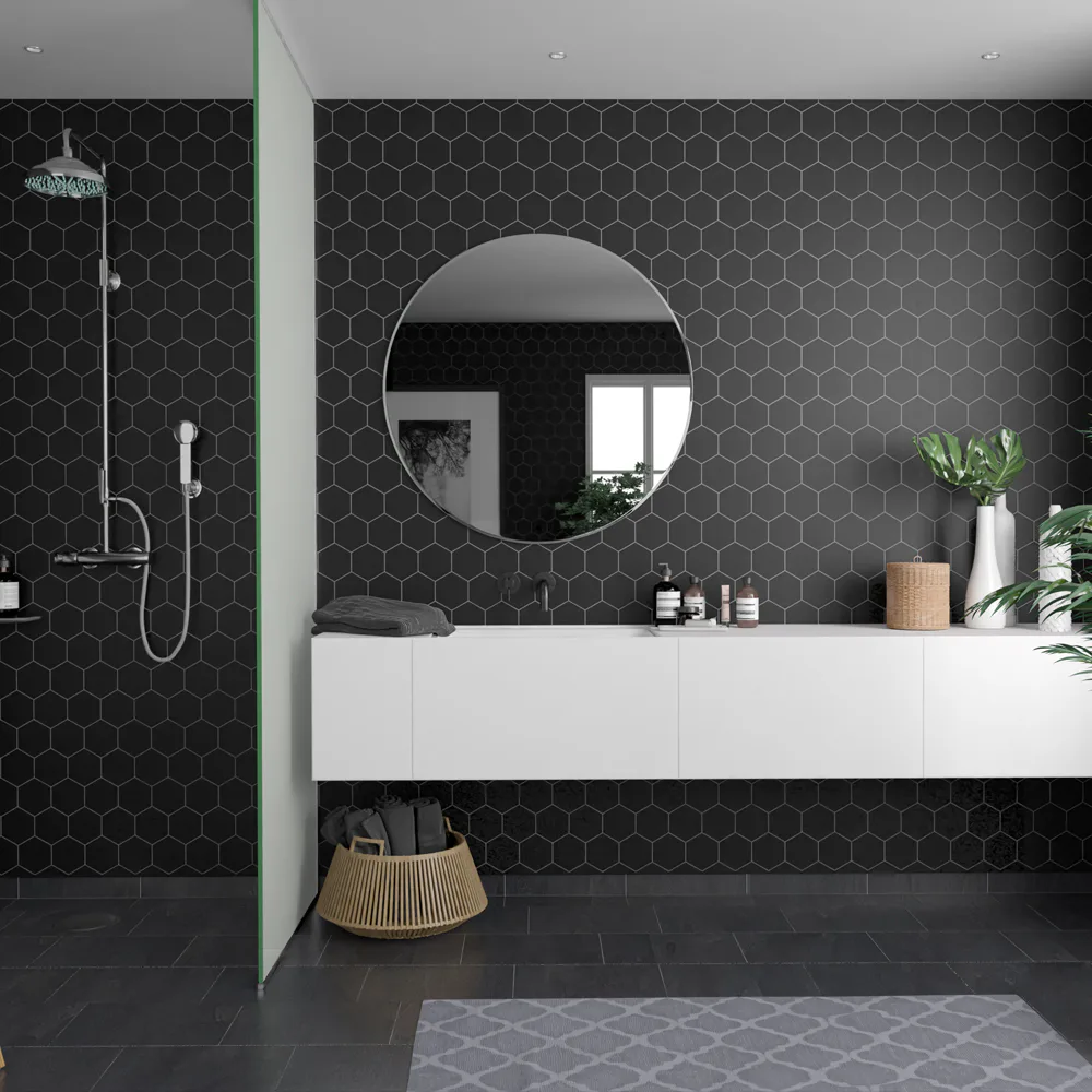 Våtrumsskiva Fibo Black 2024-M71 S