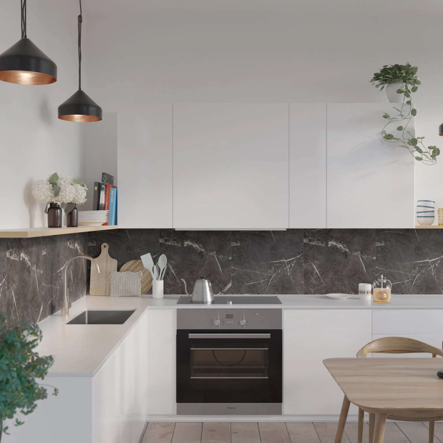 Stänkskyddsskiva Fibo Black Marble 2272-K00 S