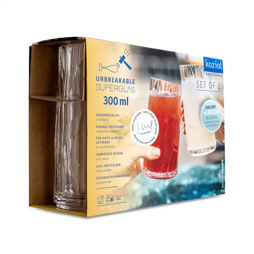 Glas Koziol Club No. 8 300 ml Crystal Clear 2-pack