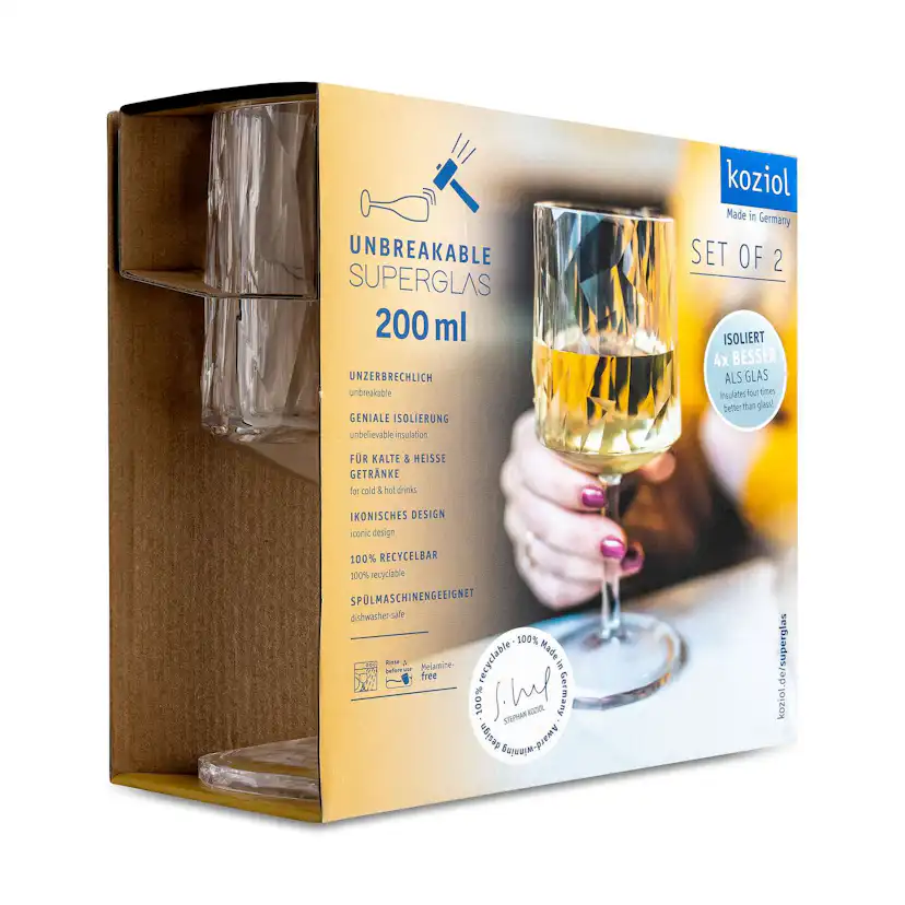 Vinglas Koziol Club No. 9 200 ml Crystal Clear 2-pack