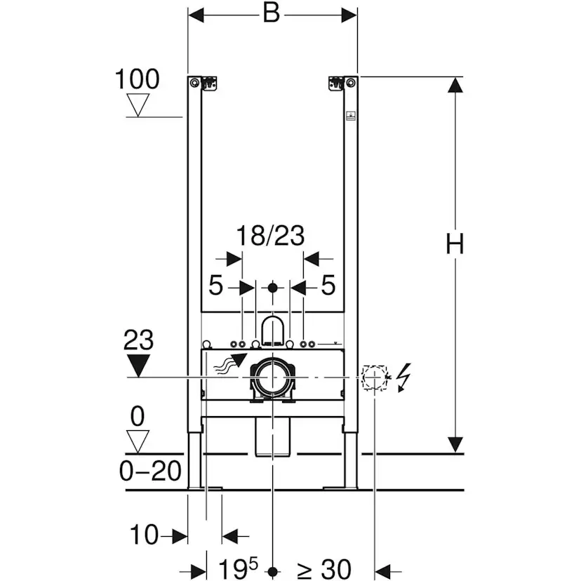 WC-Fixtur Geberit Duofix 112 för Vägghängd WC med Synlig Cistern