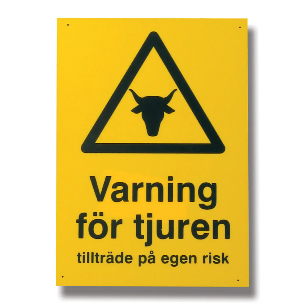 Skylt Willab Varning för Tjur
