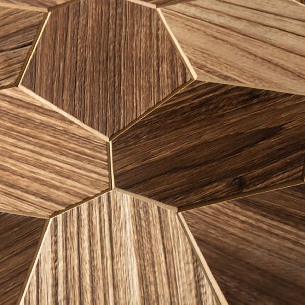 Väggpanel Emotionwood Hexagon Abachi Yakisugi