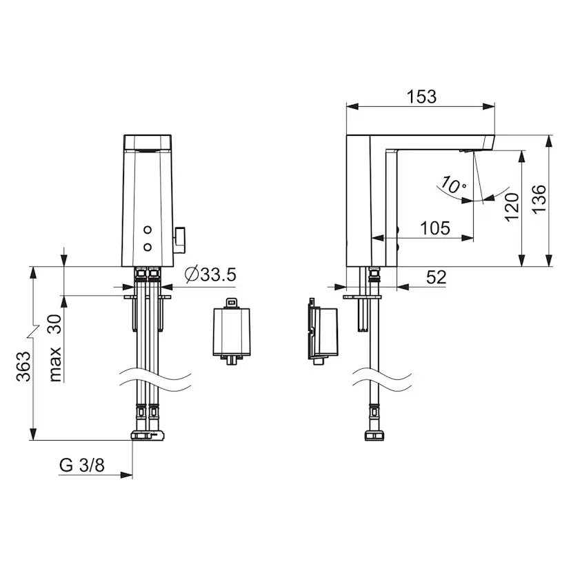 Tvättställsblandare Oras Stela 4814FZ med Bluetooth Beröringsfri Batteridrift