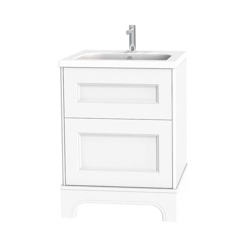 Tvättställsskåp Miller Badrum Kensington 60 med Lådor med Sockel för Heltäckande Tvättställ